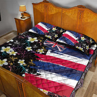 Hawaiian Flag Day Quilt Bed Set Tropical Flowers and Leaves