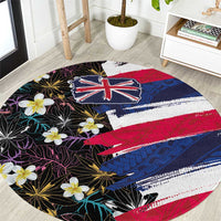 Hawaiian Flag Day Round Carpet Tropical Flowers and Leaves