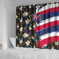 Hawaiian Flag Day Shower Curtain Tropical Flowers and Leaves