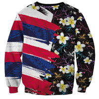 Hawaiian Flag Day Sweatshirt Tropical Flowers and Leaves LT03 - Polynesian Pride
