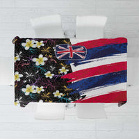 Hawaiian Flag Day Tablecloth Tropical Flowers and Leaves LT03 Black - Polynesian Pride