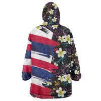 Hawaiian Flag Day Wearable Blanket Hoodie Tropical Flowers and Leaves LT03 - Polynesian Pride