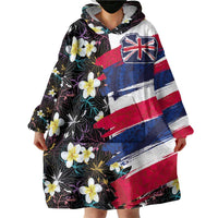 Hawaiian Flag Day Wearable Blanket Hoodie Tropical Flowers and Leaves LT03 - Polynesian Pride