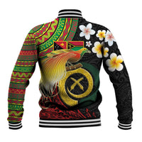 Vanuatu and Papua New Guinea Together Baseball Jacket Bird-of-paradise and Pig Tusk Melanesian Pattern