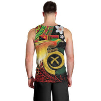 Vanuatu and Papua New Guinea Together Men Tank Top Bird-of-paradise and Pig Tusk Melanesian Pattern
