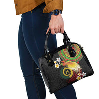 Vanuatu and Papua New Guinea Together Shoulder Handbag Bird-of-paradise and Pig Tusk Melanesian Pattern