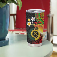 Vanuatu and Papua New Guinea Together Tumbler Cup Bird-of-paradise and Pig Tusk Melanesian Pattern