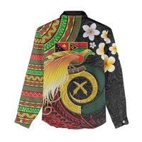 Vanuatu and Papua New Guinea Together Women Casual Shirt Bird-of-paradise and Pig Tusk Melanesian Pattern