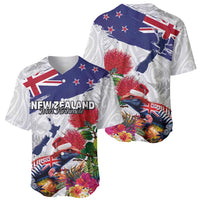 New Zealand Christmas Baseball Jersey Meri Kirihimete-Tuatara and Pohutukawa White Color