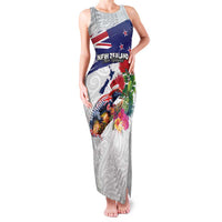 New Zealand Christmas Family Matching Tank Maxi Dress and Hawaiian Shirt Meri Kirihimete-Tuatara and Pohutukawa White Color