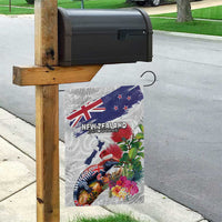 New Zealand Christmas Garden Flag Meri Kirihimete-Tuatara and Pohutukawa White Color