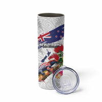 New Zealand Christmas Skinny Tumbler Meri Kirihimete-Tuatara and Pohutukawa White Color