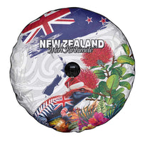 New Zealand Christmas Spare Tire Cover Meri Kirihimete-Tuatara and Pohutukawa White Color