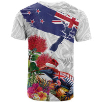 New Zealand Christmas T Shirt Meri Kirihimete-Tuatara and Pohutukawa White Color