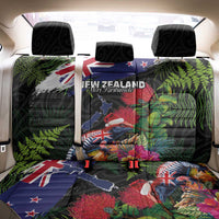 New Zealand Christmas Back Car Seat Cover Meri Kirihimete-Tuatara and Pohutukawa Black Color