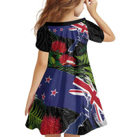 New Zealand Christmas Family Matching Off Shoulder Short Dress and Hawaiian Shirt Meri Kirihimete-Tuatara and Pohutukawa Black Color