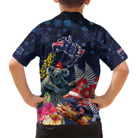 Australia and New Zealand Family Matching Off Shoulder Maxi Dress and Hawaiian Shirt Merry Christmas-Tuatara and Koala with Plants Xmas Style