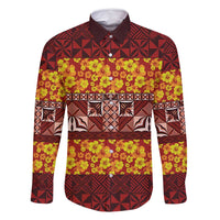 Samoa Siapo and Tapa Family Matching Off Shoulder Maxi Dress and Hawaiian Shirt Pacific Tribal Pattern with Hibiscus Striped Style