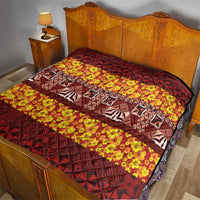 Samoa Siapo and Tapa Quilt Pacific Tribal Pattern with Hibiscus Striped Style