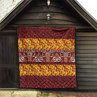 Samoa Siapo and Tapa Quilt Pacific Tribal Pattern with Hibiscus Striped Style