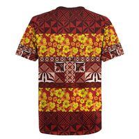 Samoa Siapo and Tapa Rugby Jersey Pacific Tribal Pattern with Hibiscus Striped Style