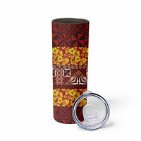 Samoa Siapo and Tapa Skinny Tumbler Pacific Tribal Pattern with Hibiscus Striped Style LT03 - Polynesian Pride