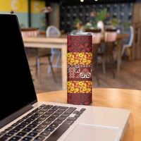 Samoa Siapo and Tapa Skinny Tumbler Pacific Tribal Pattern with Hibiscus Striped Style LT03 - Polynesian Pride
