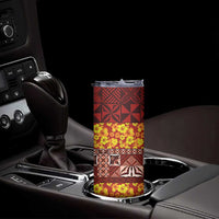 Samoa Siapo and Tapa Skinny Tumbler Pacific Tribal Pattern with Hibiscus Striped Style LT03 - Polynesian Pride