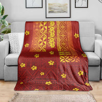 Samoa Tapa Pacific Tribal Pattern Blanket Hibiscus and Plumeria