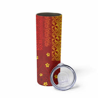 Samoa Tapa Pacific Tribal Pattern Skinny Tumbler Hibiscus and Plumeria LT03 - Polynesian Pride