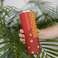 Samoa Tapa Pacific Tribal Pattern Skinny Tumbler Hibiscus and Plumeria LT03 - Polynesian Pride