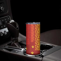 Samoa Tapa Pacific Tribal Pattern Skinny Tumbler Hibiscus and Plumeria LT03 - Polynesian Pride