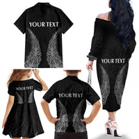New Zealand Netball Family Matching Off The Shoulder Long Sleeve Dress and Hawaiian Shirt Koru and Maori Tattoo Jersey