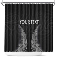New Zealand Netball Shower Curtain Koru and Maori Tattoo Jersey LT03 Black - Polynesian Pride