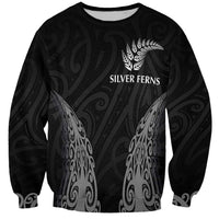 New Zealand Netball Sweatshirt Koru and Maori Tattoo Jersey LT03 Unisex Black - Polynesian Pride