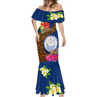 Personalised Marshall Islands Manit Day Mermaid Dress Marshall Seal Mix Hibiscus Flower Maori Pattern Style LT03 - Polynesian Pride
