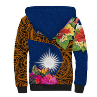 Personalised Marshall Islands Manit Day Sherpa Hoodie Marshall Seal Mix Hibiscus Flower Maori Pattern Style LT03 - Polynesian Pride