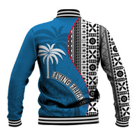 Fiji Rugby Baseball Jacket Coat of Arms Palm Tree Mix Polynesia Tapa Pattern LT03 - Polynesian Pride