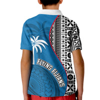 Fiji Rugby Kid Polo Shirt Coat of Arms Palm Tree Mix Polynesia Tapa Pattern LT03 - Polynesian Pride