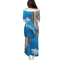 Fiji Rugby Puletasi Coat of Arms Palm Tree Mix Polynesia Tapa Pattern LT03 - Polynesian Pride