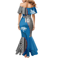 Custom Fiji Rugby Mermaid Dress Coat of Arms Palm Tree Mix Polynesia Tapa Pattern LT03 - Polynesian Pride