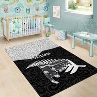 New Zealand World Cup 2023 Area Rug Aotearoa Haka Rugby with Silver Fern Maori Ethnic Pattern LT03 - Polynesian Pride
