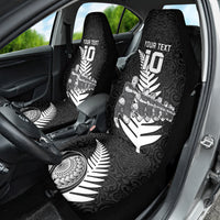Custom New Zealand World Cup 2023 Car Seat Cover Aotearoa Haka Rugby with Silver Fern Maori Ethnic Pattern LT03 - Polynesian Pride