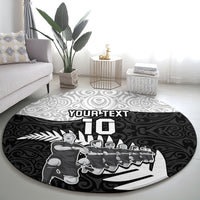 Custom New Zealand World Cup 2023 Round Carpet Aotearoa Haka Rugby with Silver Fern Maori Ethnic Pattern LT03 - Polynesian Pride