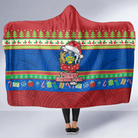 Solomon Islands Christmas Hooded Blanket Santa With Flag Of Solomon Polynesian Tribal Xmas Vibe LT03 - Polynesian Pride