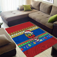 Personalised Solomon Islands Christmas Area Rug Santa With Flag Of Solomon Polynesian Tribal Xmas Vibe LT03 - Polynesian Pride