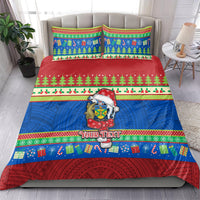 Personalised Solomon Islands Christmas Bedding Set Santa With Flag Of Solomon Polynesian Tribal Xmas Vibe LT03 - Polynesian Pride
