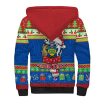 Personalised Solomon Islands Christmas Sherpa Hoodie Santa With Flag Of Solomon Polynesian Tribal Xmas Vibe LT03 - Polynesian Pride