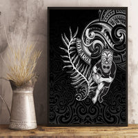 New Zealand Rugby Canvas Wall Art Maori Warrior Rugby with Silver Fern Sleeve Tribal Ethnic Style LT03 - Polynesian Pride
