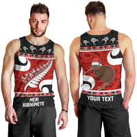 Personalized New Zealand Christmas Men Tank Top Santa Haka Fern and Kiwi Bird Tino Rangatiratanga Maori Flag Style LT03 - Polynesian Pride